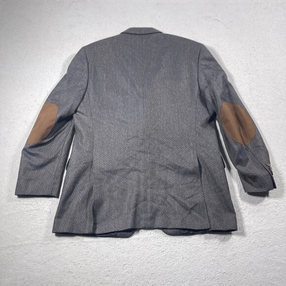 Jack Victor Blazer Mens 42‎ Blue Wool Elbow Patch Sport Coat Herringbone Jacket - Picture 10 of 10